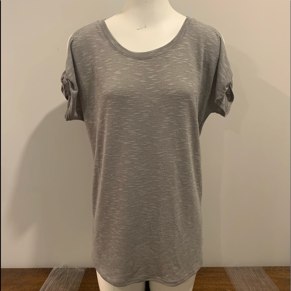 Olive green open shoulder T-shirt